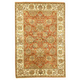 Hand Knotted Wool Oriental Area Rug in Rust And Ivory