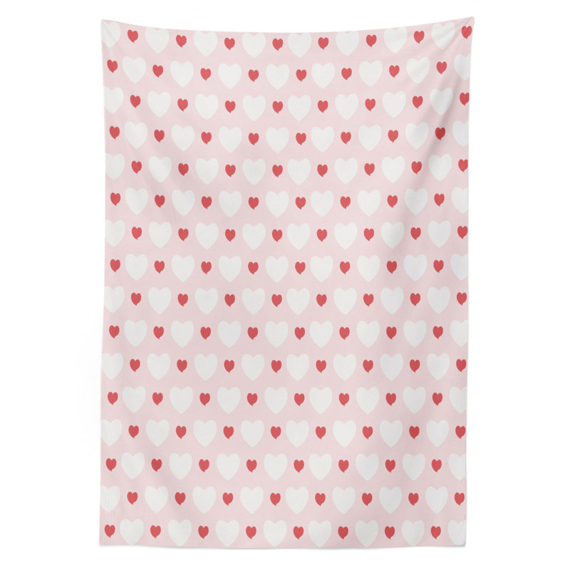 Ambesonne Love Tablecloth, Small Big Hearts Love Feminine Antique Classical Gatherings Engagement Inspired, Rectangular Table Cover For Dining Room Kitchen Decor, 52" X 70", Red Rose White