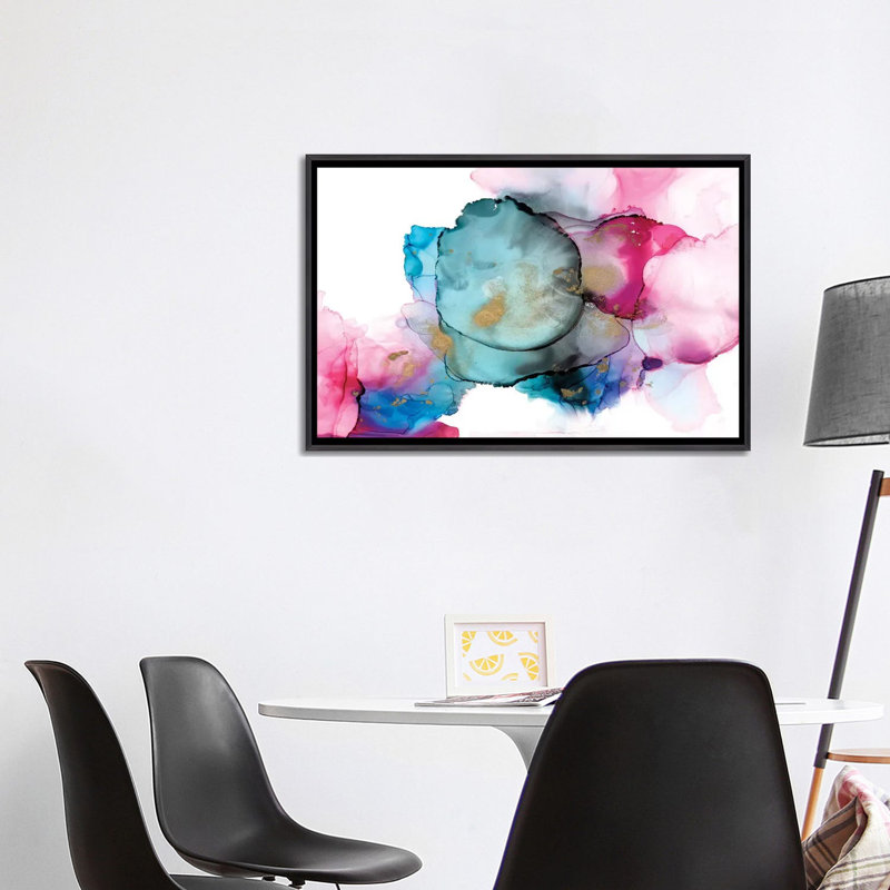 Reproduction d’art, "Borealis I" par Jennifer Goldberger, Toile avec cadre noir patiné, H 26 po x l 40 po x P 1,5 po