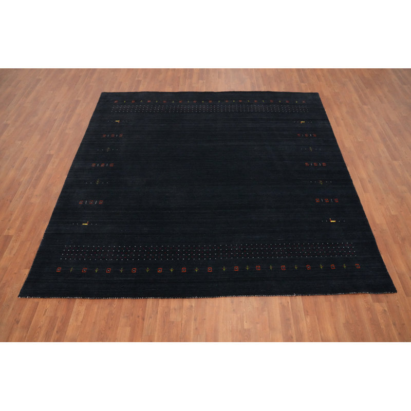 Tapis tribal foncé fait à la main de style Gabbeh 9 x 9
