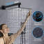 Système de douche et baignoire à pluie 10 "avec douchette et douchette, robinet de douche mural avec valve à pression équilibrée-124844068