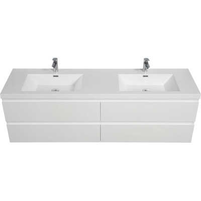 Meuble-lavabo double 71,87 po avec plateau en résine Ranauro