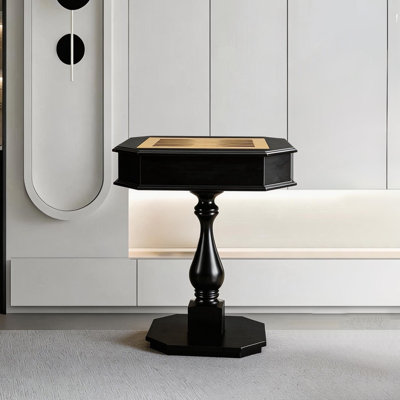 Table de jeu à caisson en bois Kasparov avec plateau de backgammon et tiroir de rangement, finition noire (plateau de jeu réversible)