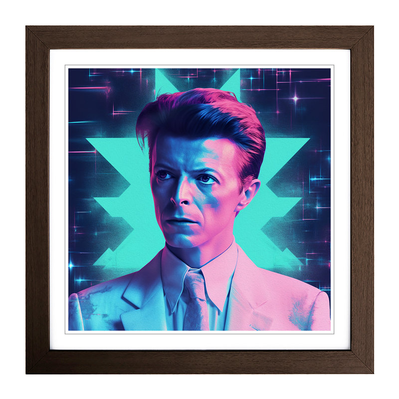 David Bowie Vaporwave - Framed Print, Walnut