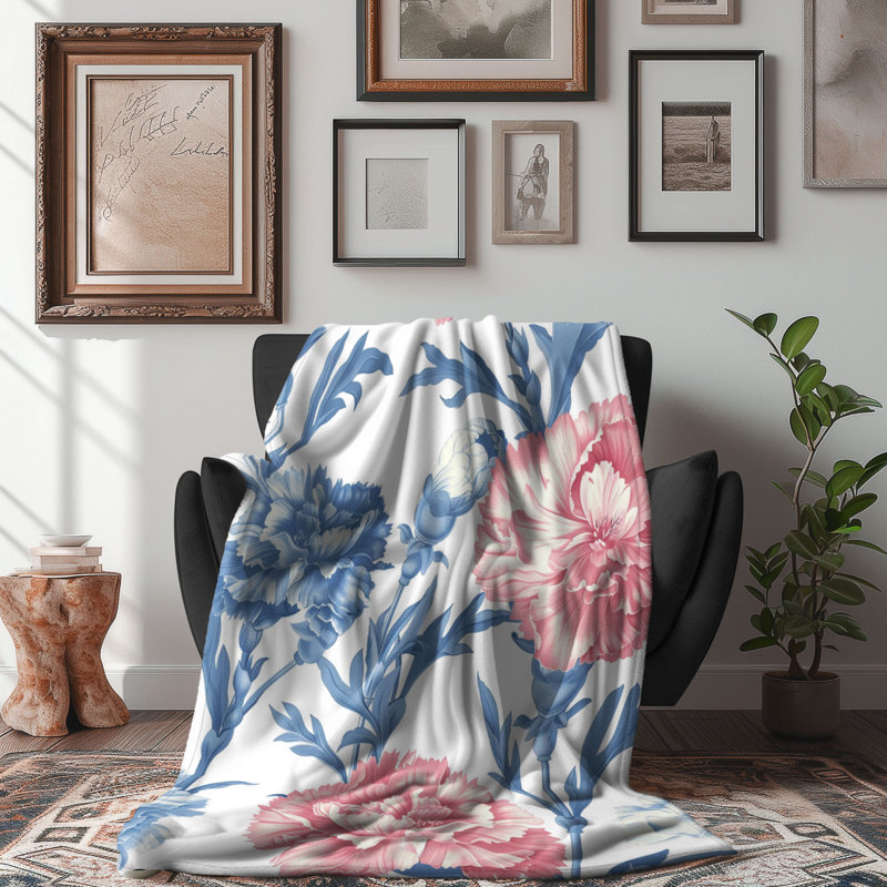 Carnation Chic - 1 Piece Premium Blanket, 60" W x 80" L