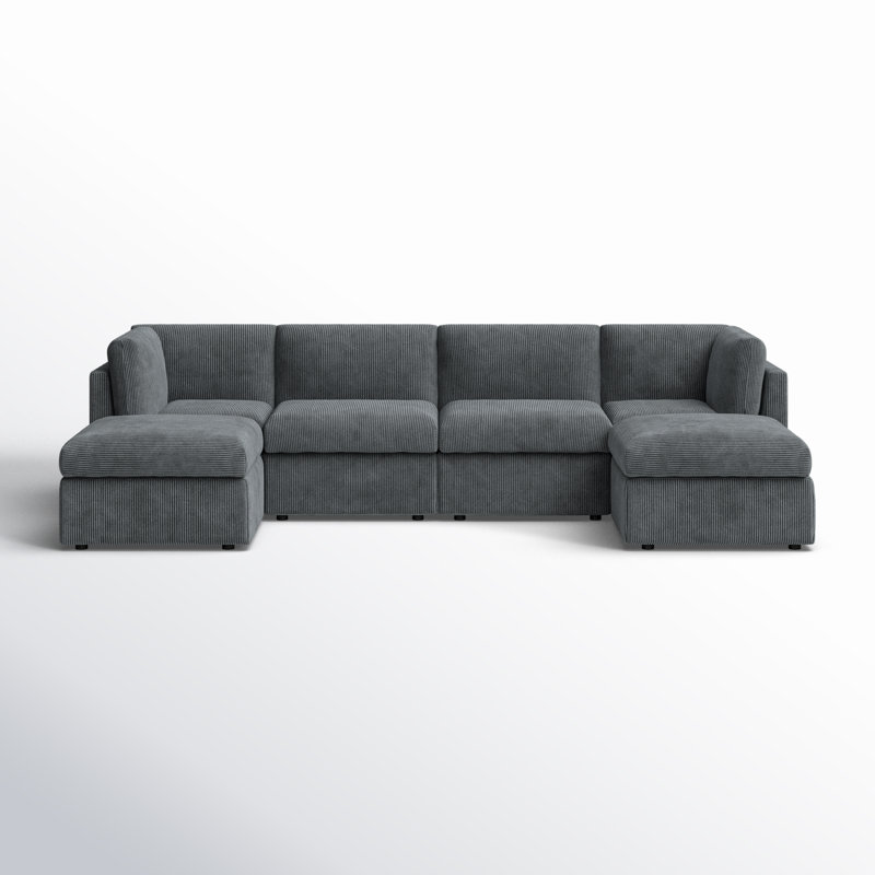Canapé modulaire de coin avec repose-pieds Annai, Gris foncé