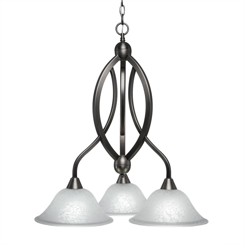 Lustre encastré à 3 lumières Eisenhauer présenté en finition nickel brossé avec verre ambré 10 ", Ambre, Nickel brossé