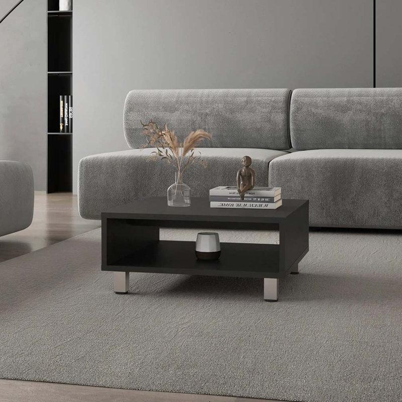 Black Coffee Table with Open Storage