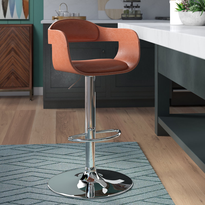 Iroh Swivel Upholstered Adjustable Height Counter Stool, Brown