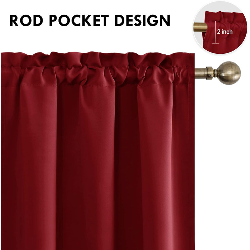 2 Panels Blackout Curtains – Thermal Insulated, Energy Saving & Noise Reducing Bedroom and Living Room Curtains, Set of 2 Rod Pocket Curtain Panels