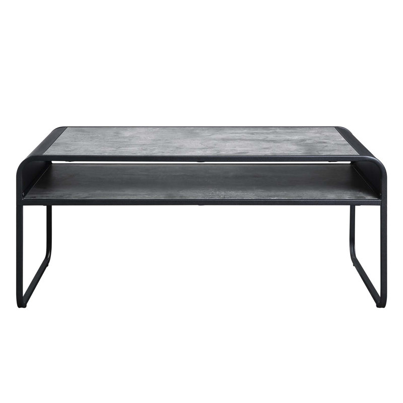 Table basse à structure en métal gris et noir avec structure ouverte Kd pour salon, structure de style industriel moderne, finition grise