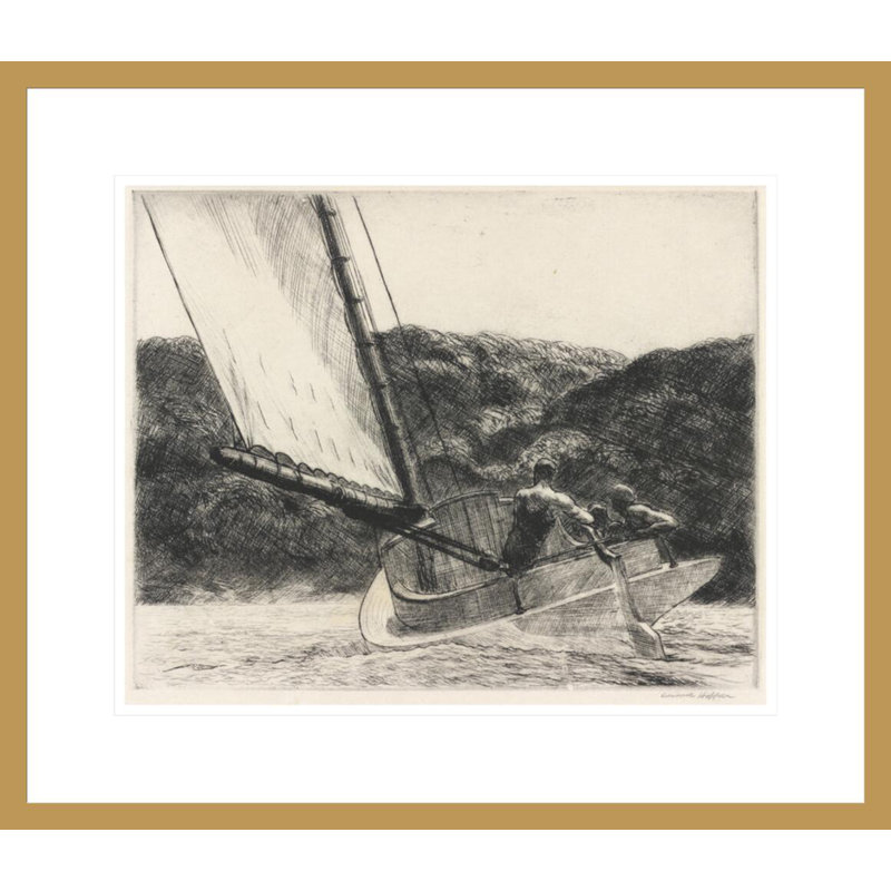«The Cat Boat» par Edward Hopper - impression giclée sur cadre, H 17,75 po x l 20,59 po