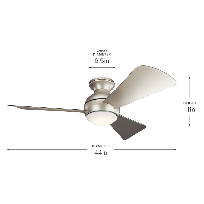 Sola 44" Brushed Nickel LED Ceiling Fan, Brushed Nickel, 44"