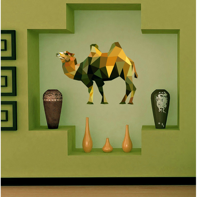 Décalcomanie murale chameau polygonale, H 33 po x l 36 po