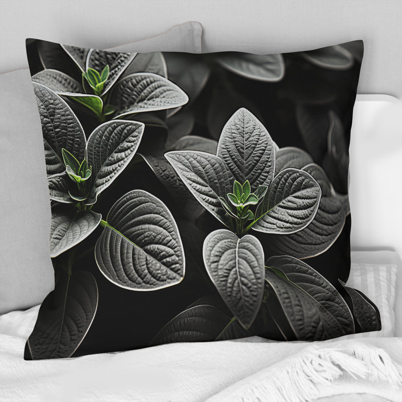 Coussin Grey Plants Botanical Serenity - imprimé de plantes