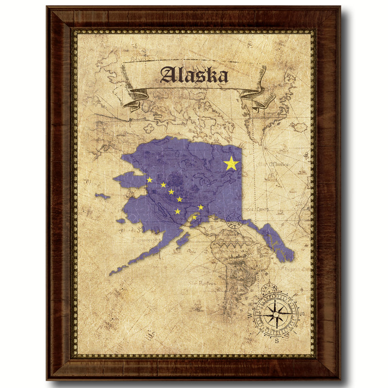 Carte rétro de l'Alaska State, 21 x 27, 15 po x 19 po