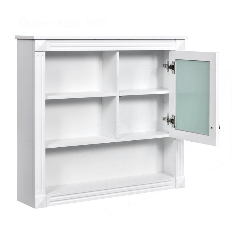 32" Bathroom Wall Cabinet with Mirror, White
