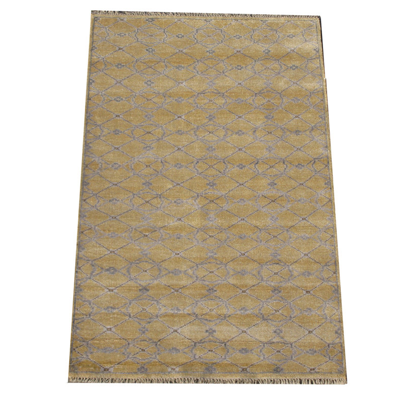 Tapis moderne en soie noué à la main 5 x 8 po