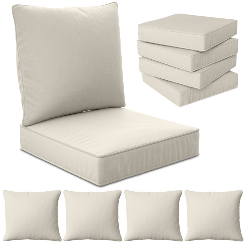 24" X 24" X 6" Outdoor Deep Seat Cushions Set - 4, 4, Beige