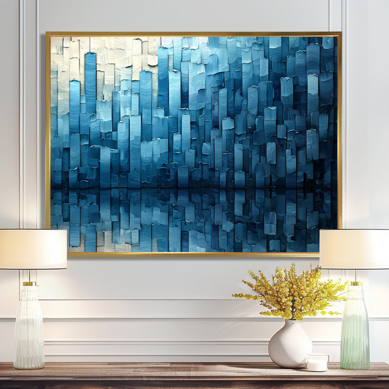 Imal - Abstract Wall Art, H 30 po x l 40 po, Impression encadrée flottante, Or