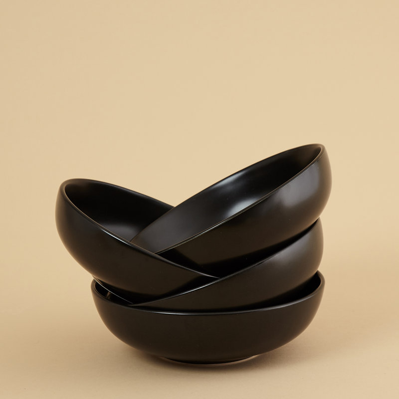 Euro Essential 9.25'' Bistro Bowl - (Set of Four), Black Semi Matte