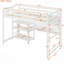 Lit mezzanine en bois avec tablettes, bureau et tableau d'écriture-700855381