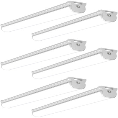Barrina Led Shop Lights 4ft, 5000k Daylight White, 45w, 5000lm, Hidden Wiring, Linkable 4ft Light Fixture Cord With On/off, Frosted Cover, Led Ceiling Light For Workshop, Garage, Kitchen, 6 Packs