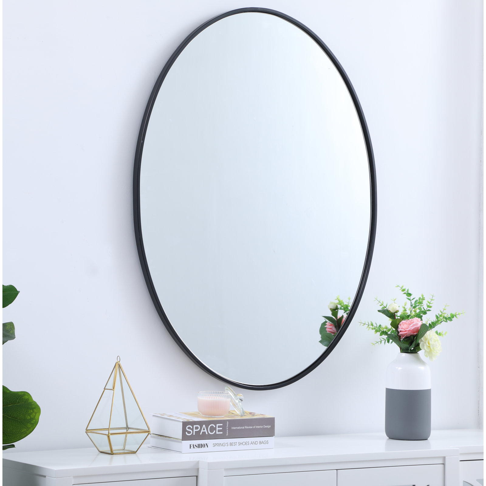 Sabine Accent Mirror, Black, 30" H x 40" W