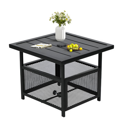 Mitchellville Outdoor Metal Side Table with 1.97" Umbrella Hole