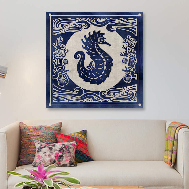 «Ink Seahorse», impression sur toile, H 48 po x l 48 po x P 1,5 po, Toile tendue, Pas de tapis