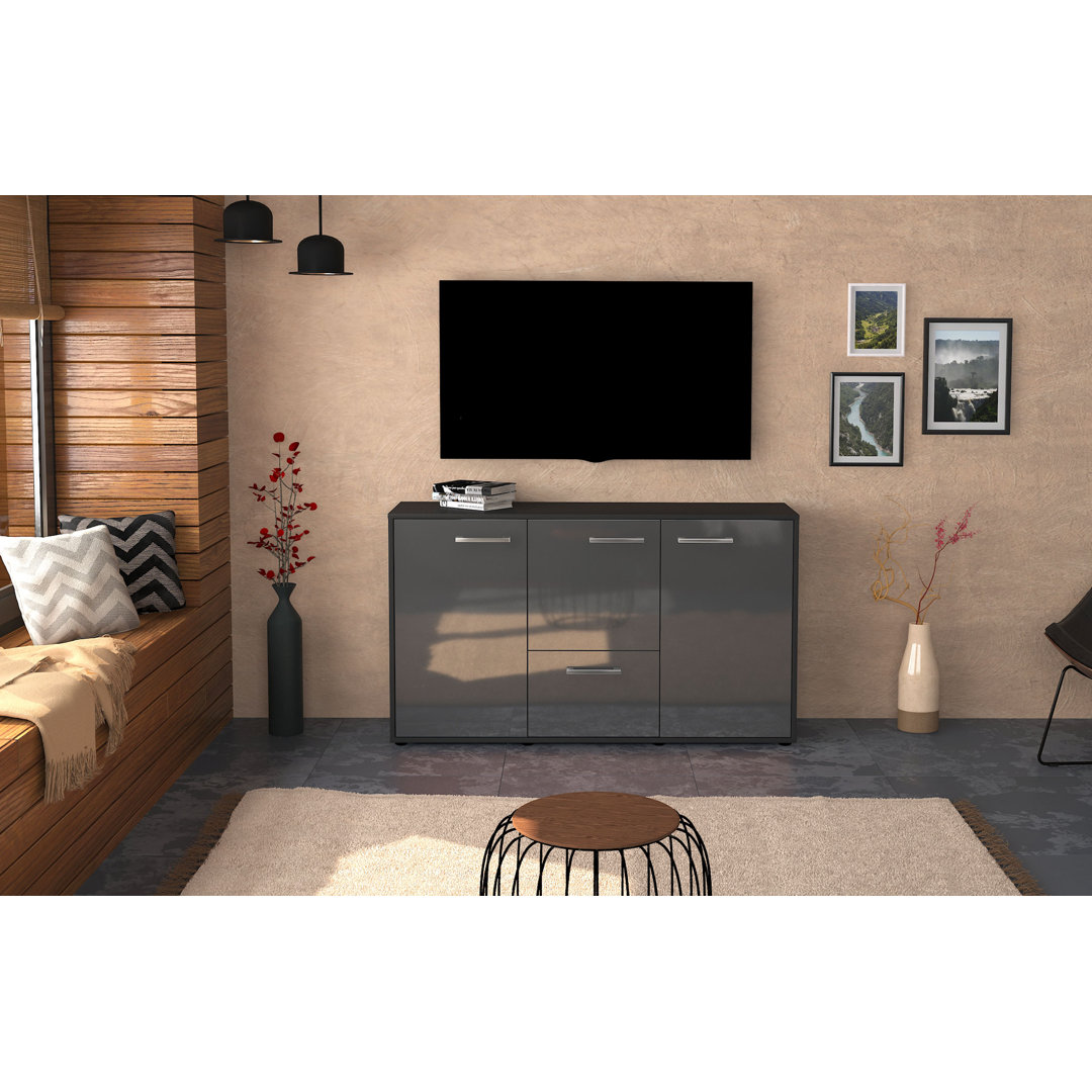 Das Sideboard Diana hat einen anthrazitfarbenen Korpus und eine glänzend weiße Front (136 x 79 x 35 cm) und verfügt über...