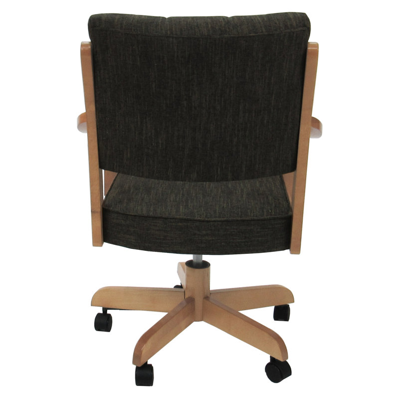 Evteka Dining Caster Chair with Arms, Natural, Sanora Brown