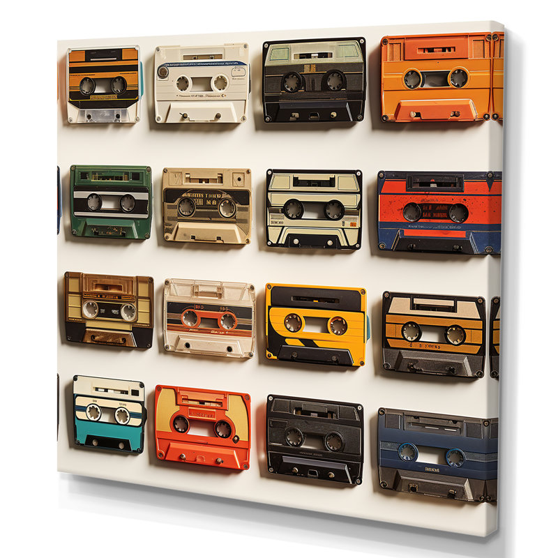 Retro Cassette Tape Collection I - Cassette Tapes Wall Art, Toile tendue, H 16 po x l 16 po x P 1 po