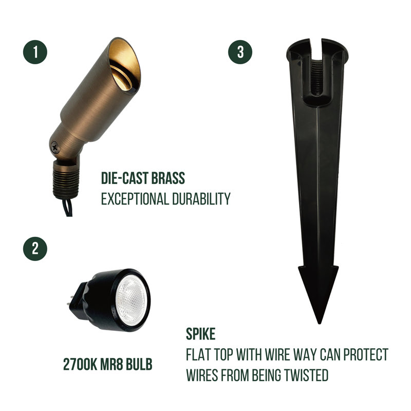 Mini Brass Low Voltage LED Garden Spotlight