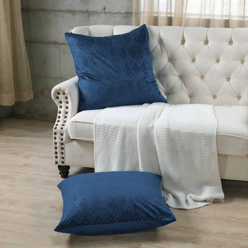 Ikat Velvet Euro Throw Pillow Covers, Blue