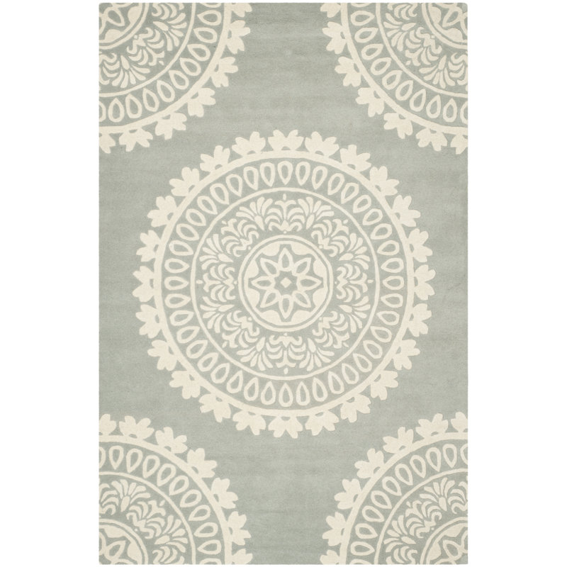 Seaton Rectangle Floral Wool Hand Woven Area Rug, Rectangle 152 x 244 cm