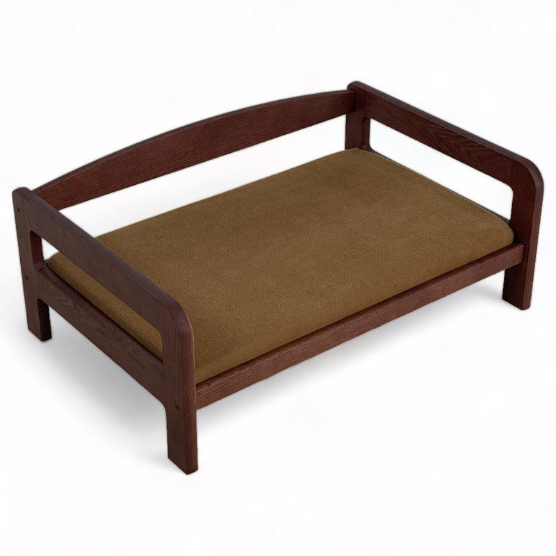 Lit pour chien surélevé Ayra, bois massif, matelas moka, finition noire, petit, Moyen (l 32 po x P 21 po x H 12 po)