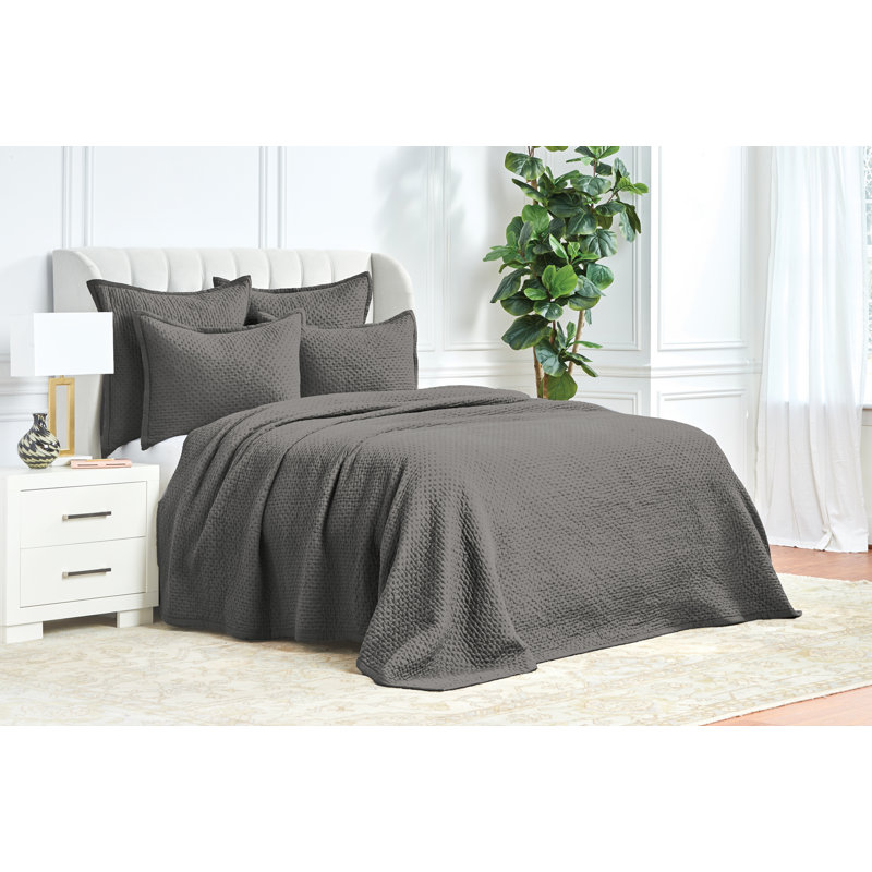 Couvre-lit / couvre-lit réversible en coton standard Paredes Bloomsdale, Couvre-lit très grand, gris