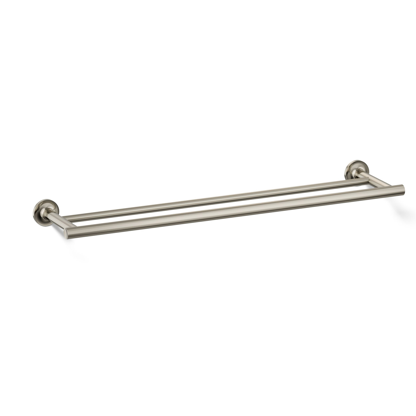 Purist Double 24" Wall Mounted Towel Bar, Vibrant Polished Nickel