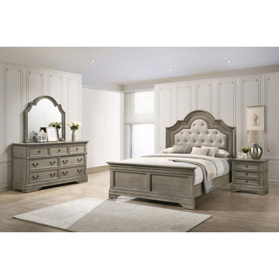 Manchester Bedroom Set with Upholstered Arched Headboard Wheat -  Alma, Retsaoc 222891Q-S4