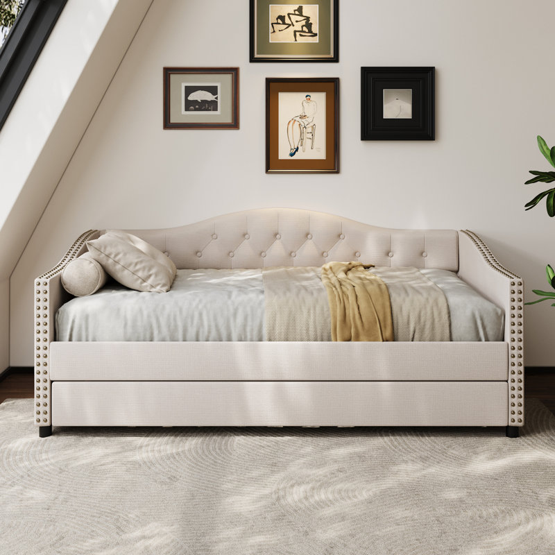 Lit de jour avec couchette Kaevion, Beige, Double