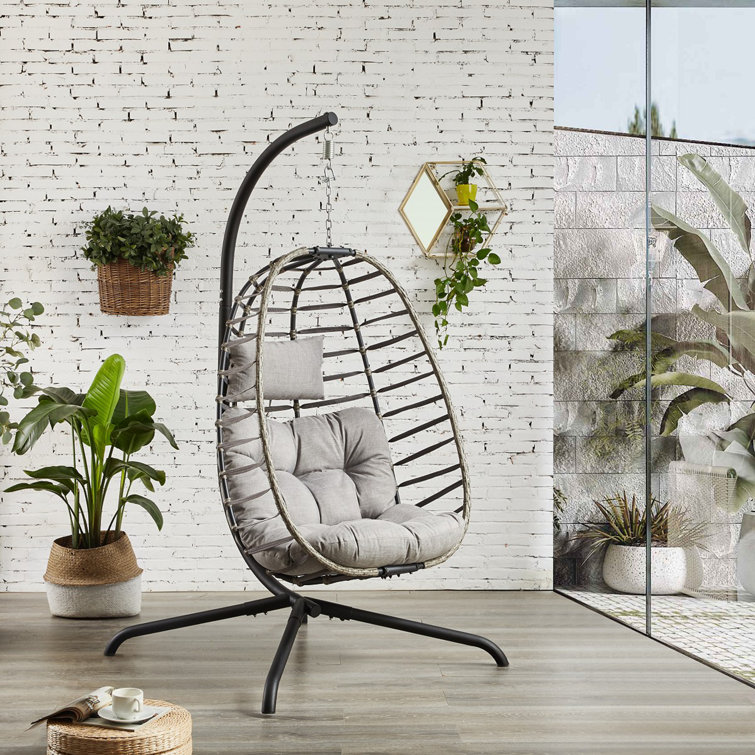 Indoor Outdoor Egg Swing Chair with Stand, Oversized Cocoon-Shaped