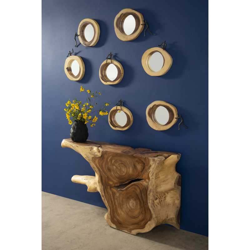 Atlas Transitional Full-Length Bronze and Wood Round Mirror