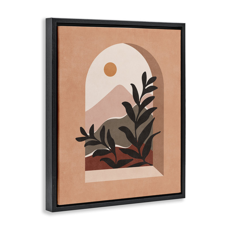 «Terracotta Boho Window», art mural encadré flottant noir par Nataly White, H 31 po x l 25 po, Cadre flottant noir de jais