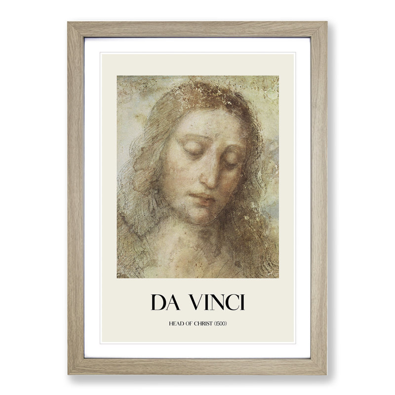 Head of Christ by Leonardo Da Vinci - Picture Frame Painting, Oak Framed, 65cm H x 48cm W x 2cm D
