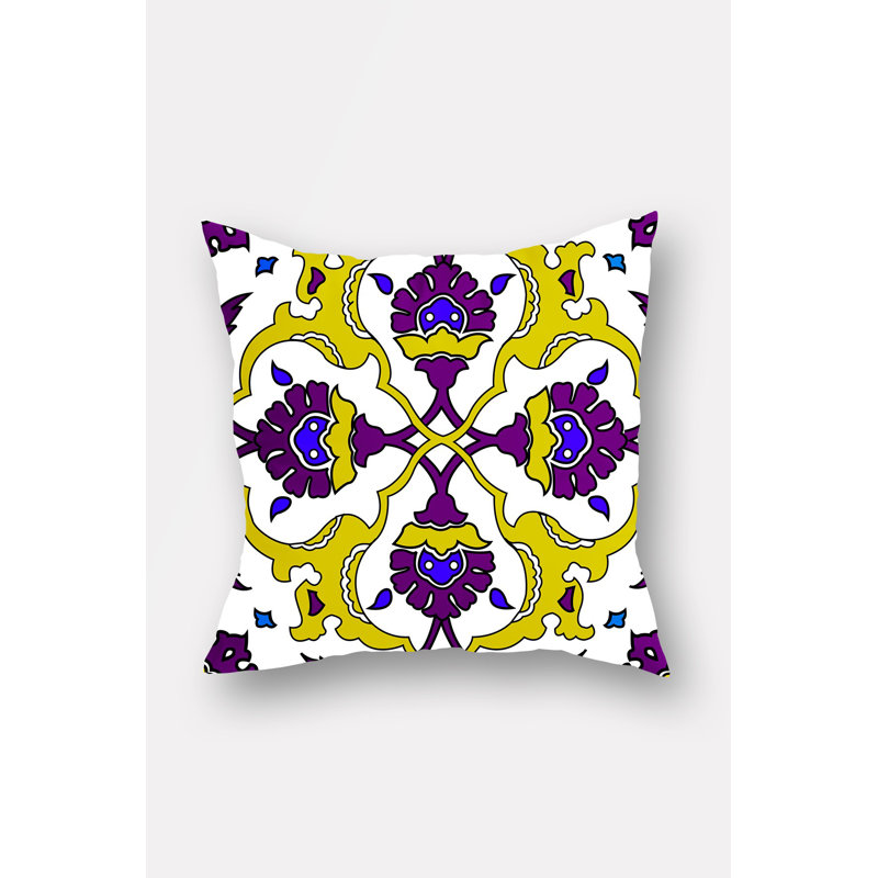 Housse de coussin Gulick, Jaune / bleu / blanc