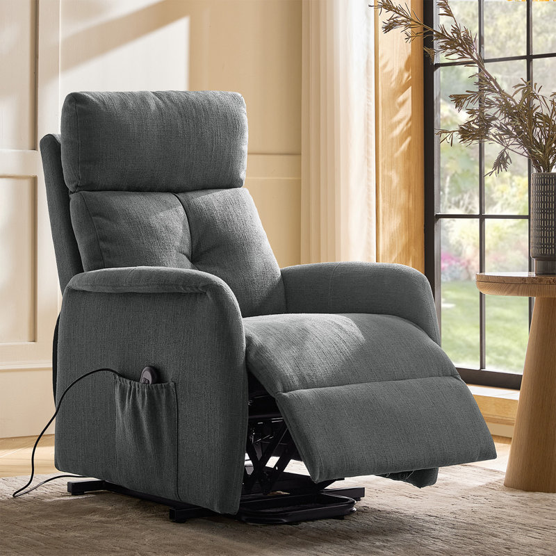 Fauteuil inclinable électrique avec dossier capitonné Armenuhi, Polyester gris