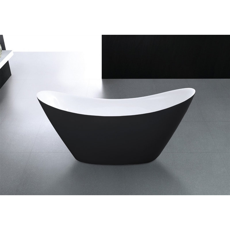 Luna 68'' x 28.9'' Soaking Acrylic Bathtub, White/Black