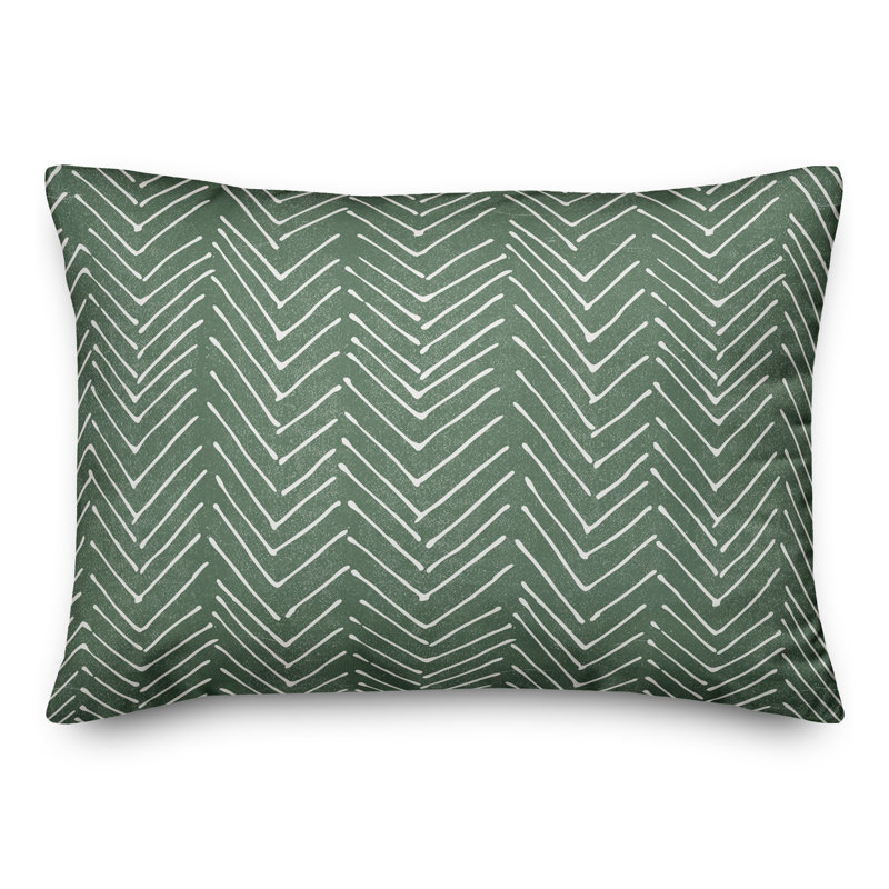  Scribble 16 Outdoor Rectangular Pillow Cover & Insert, Green