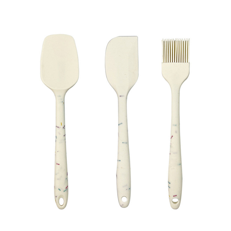 Grattoir de cuisson Ensemble de trois pièces de cuisson Silicones Grattoir Spatule à huile Brosse pour bébé Cuillère à remuer Grattoir à crème à tartiner